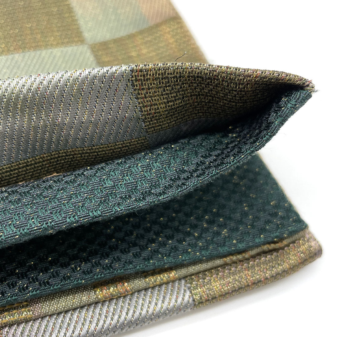 袋帯 全通全景 市松 縞 リバーシブル 帯丈440cm 正絹 Sランク 全通 セミフォーマル グラデーション系 1123003762399