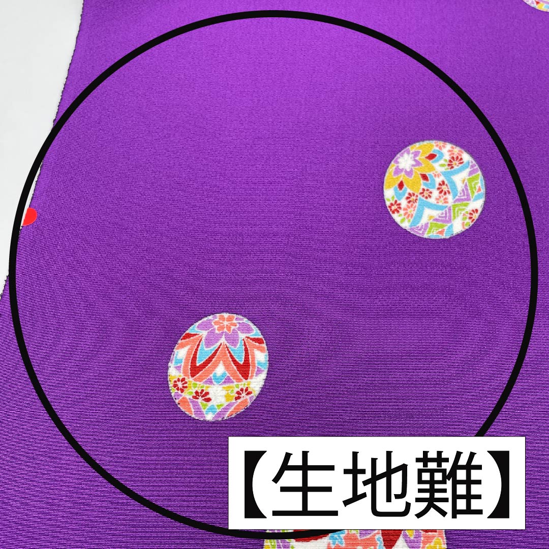 リサイクル着物】反物 小紋 正絹 紫色（むらさきいろ） 丹後ちりめん