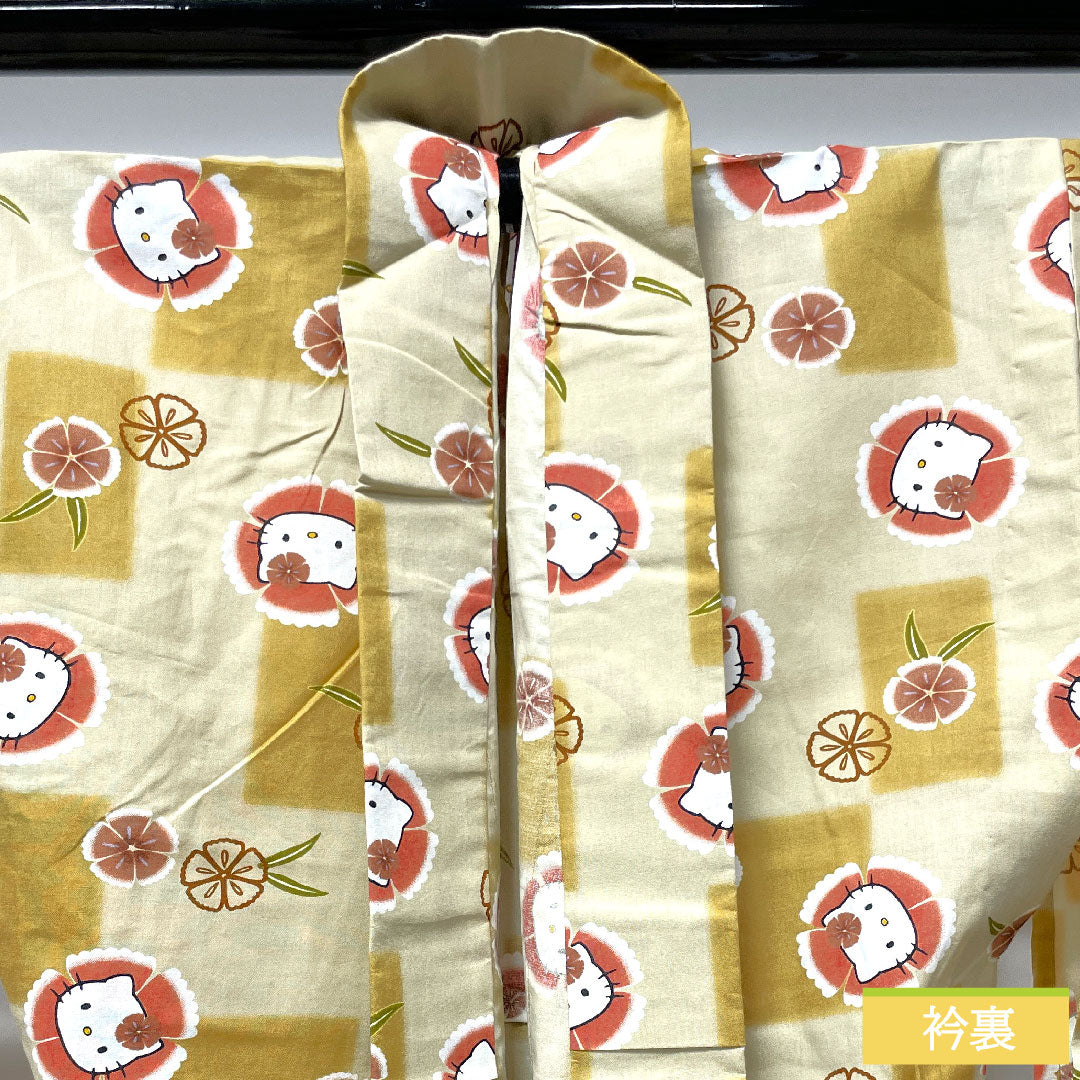 Yukata Cotton Length 167.5cm Sleeve length 68cm S rank Single layer Beige Sobakiri color Hello Kitty Nadeshiko 1118004832525