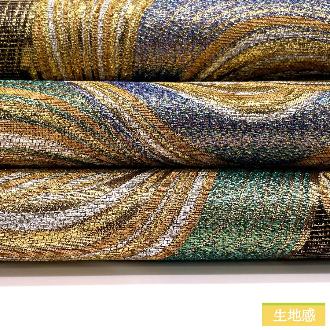 Fukuro Obi, Pure Silk, For Furisode, Flowing Water, Length 432cm, S Rank, Six-way, Formal, Gold, 1123013552321