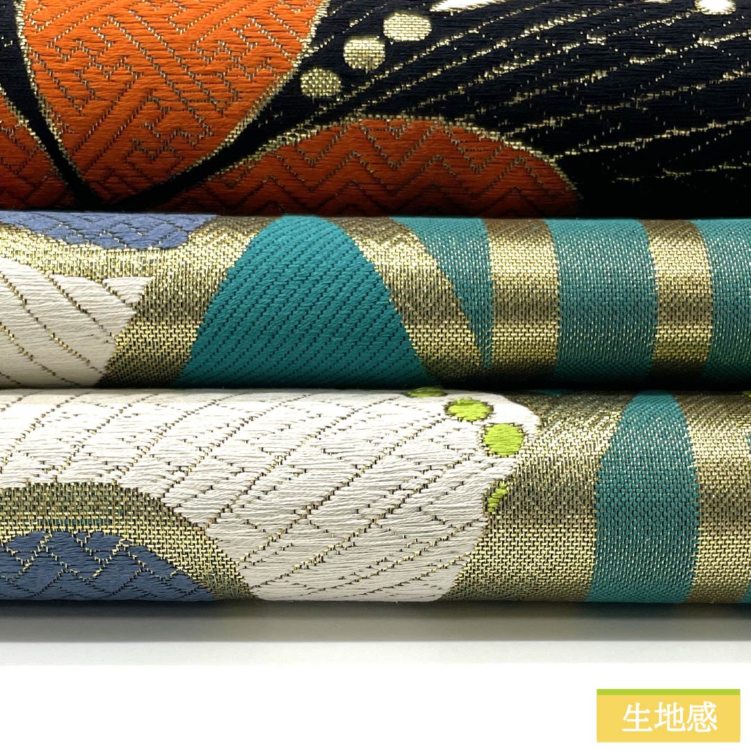 Fukuro Obi (Japanese traditional kimono sash) made of pure silk, emerald green, for long-sleeved kimono, plum blossom, obi length 432cm, A rank, six-way, formal, blue, 1123013713317