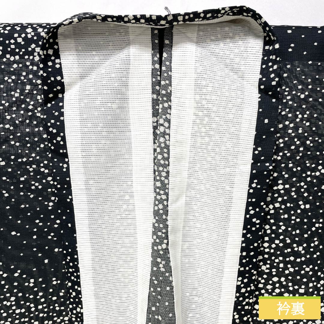 Summer kimono, polyester, small pattern, length 167cm, sleeve length 67cm, dot, washable kimono, silk, S rank, black, 1132001932510