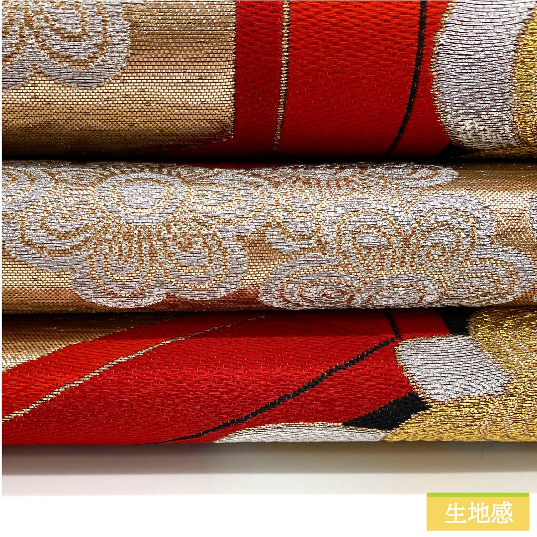袋帯 正絹 金色（きんいろ） 亀甲 華文 帯丈412cm Sランク 六通 フォーマル 金系 1123011932321