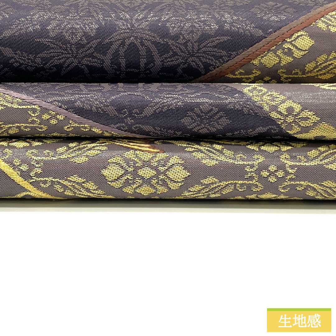 袋帯 正絹 Sランク 陰山織物 西陣織 箔屋清兵衛 彩り天目 霜鳥忍の世界 帯丈442cm 六通 フォーマル 紫系 1123016662320