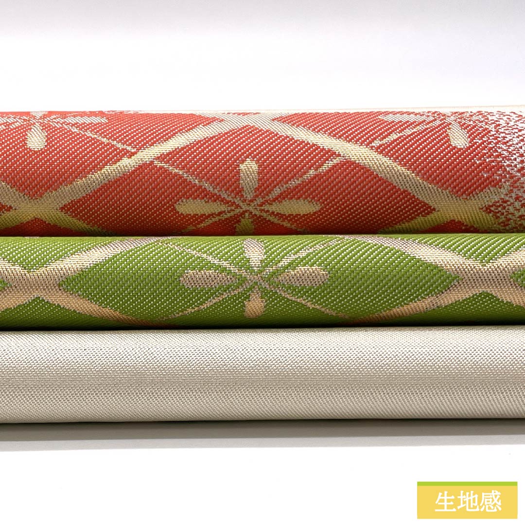 袋帯 正絹 生成り色（きなりいろ） 花菱 帯丈436cm Bランク 全通 セミフォーマル クリーム系 1123014894315