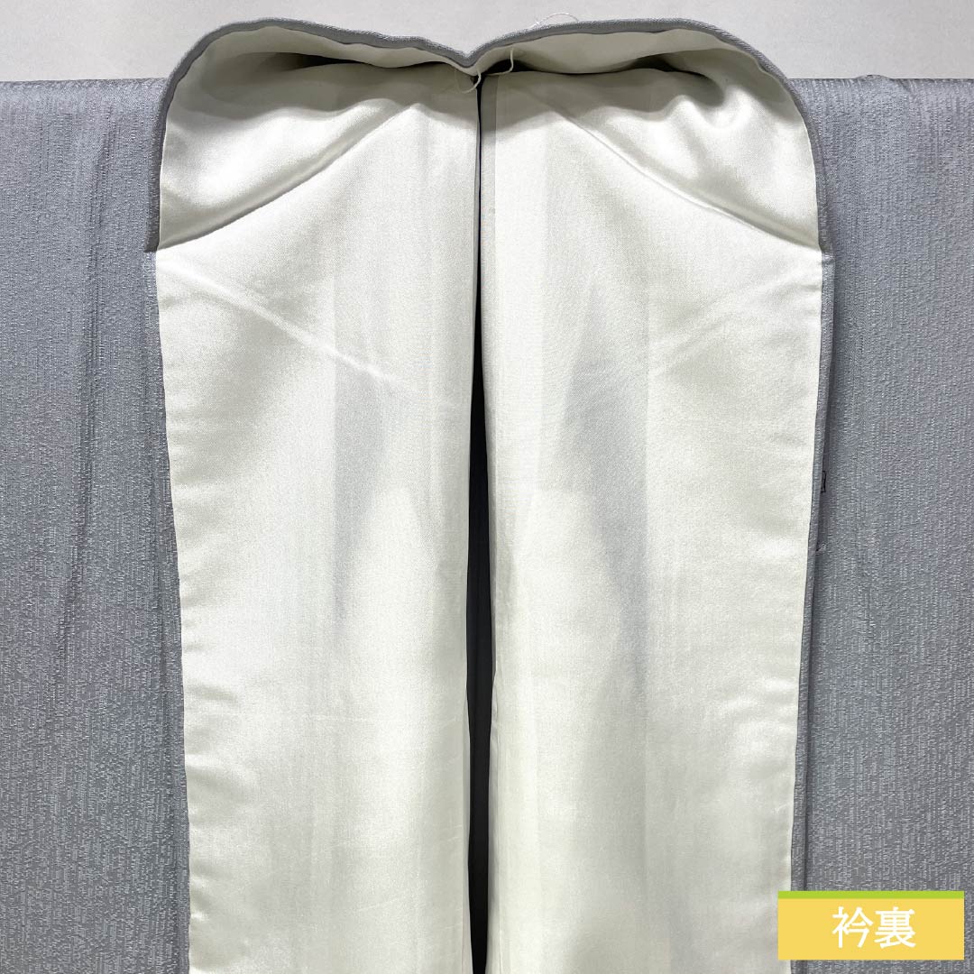 訪問着 正絹 Bランク 袷 身丈168cm 裄丈62cm 白銅色（はくどういろ） 蘇州刺繡 草花 流水 しつけ糸付き グレー系 1112007524522