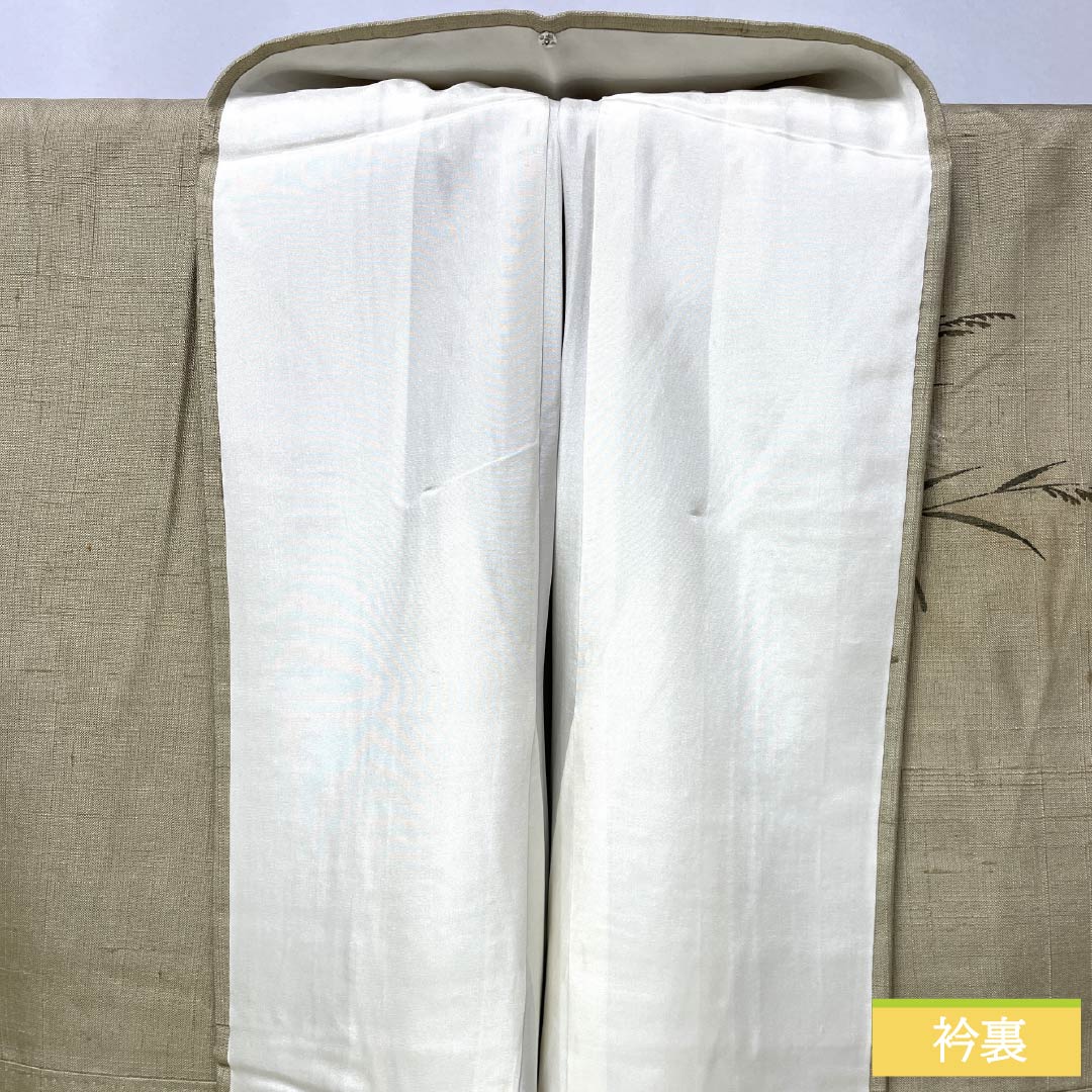 訪問着 正絹 Bランク 袷 身丈160cm 裄丈68cm 亜麻色（あまいろ） 生紬 桶絞り 乾山絞り 伝統工芸作家 吉澤与市 ベージュ系 1112007414425