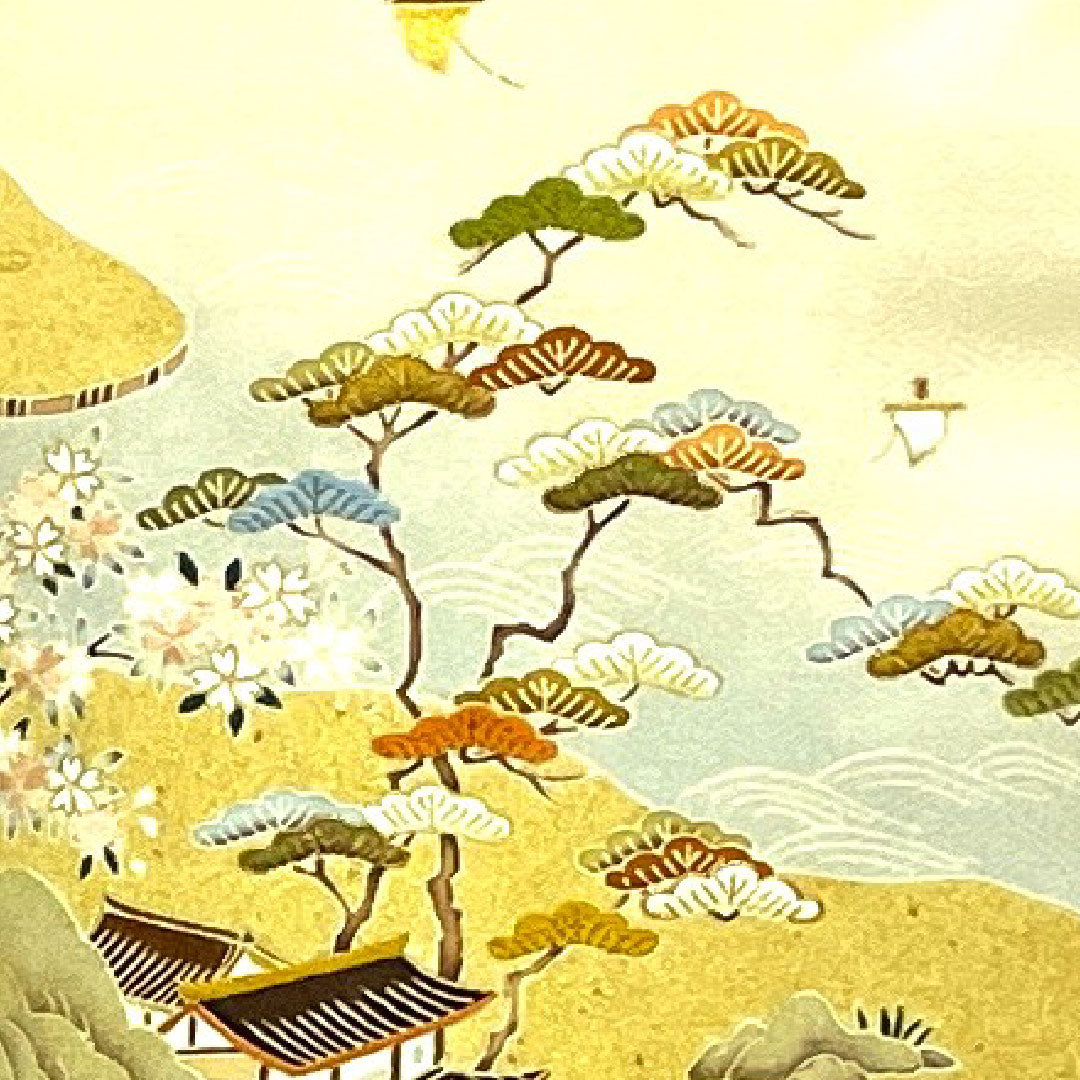 色留袖 身丈157cm 裄丈64cm 袷 東京友禅 正絹 Bランク 三つ紋 クリーム系 1111000284315