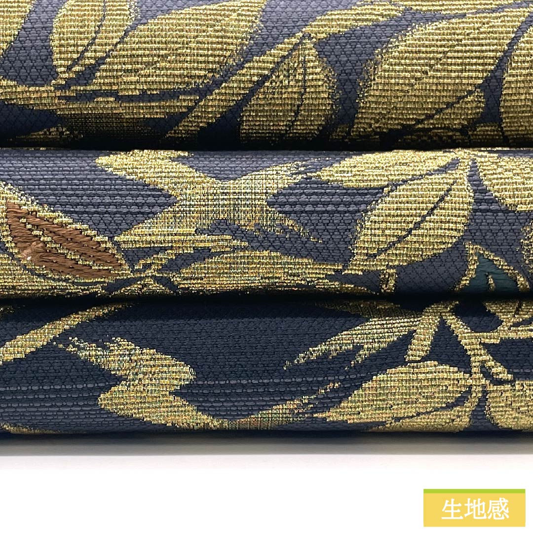 A-Rank Pure Silk Obi (Sash), Shakujo-iro (Tin-Tsuki) with Wana-ori (Wa-na) and Grape Arabesque Pattern, Length 476cm, Six-Ply, Formal, Gray, Item Number 1123015233422