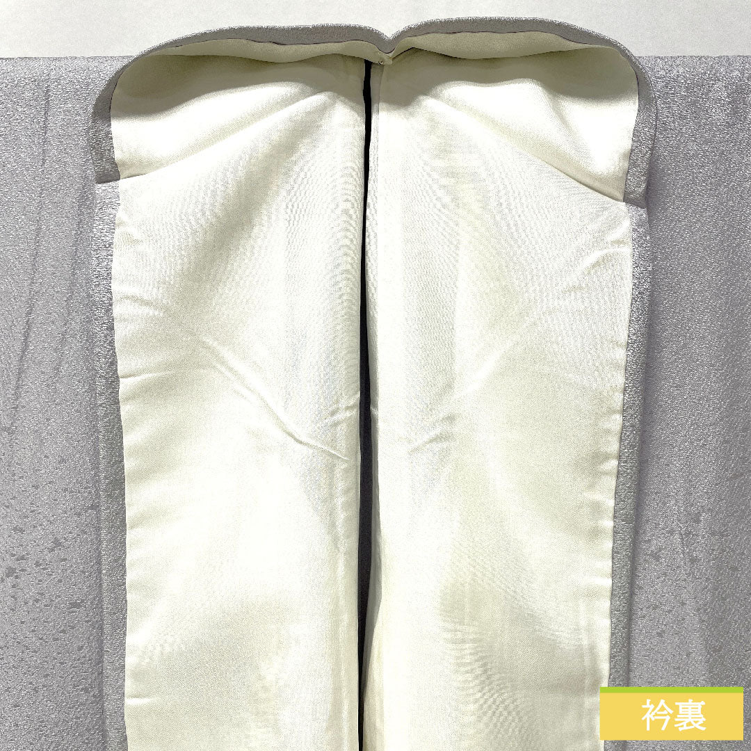 Plain color, pure silk, length 148cm, sleeve length 62.5cm, snow color, blurred pattern, basting thread included, pearl tone finish, lined, A rank, gray 1114001693122