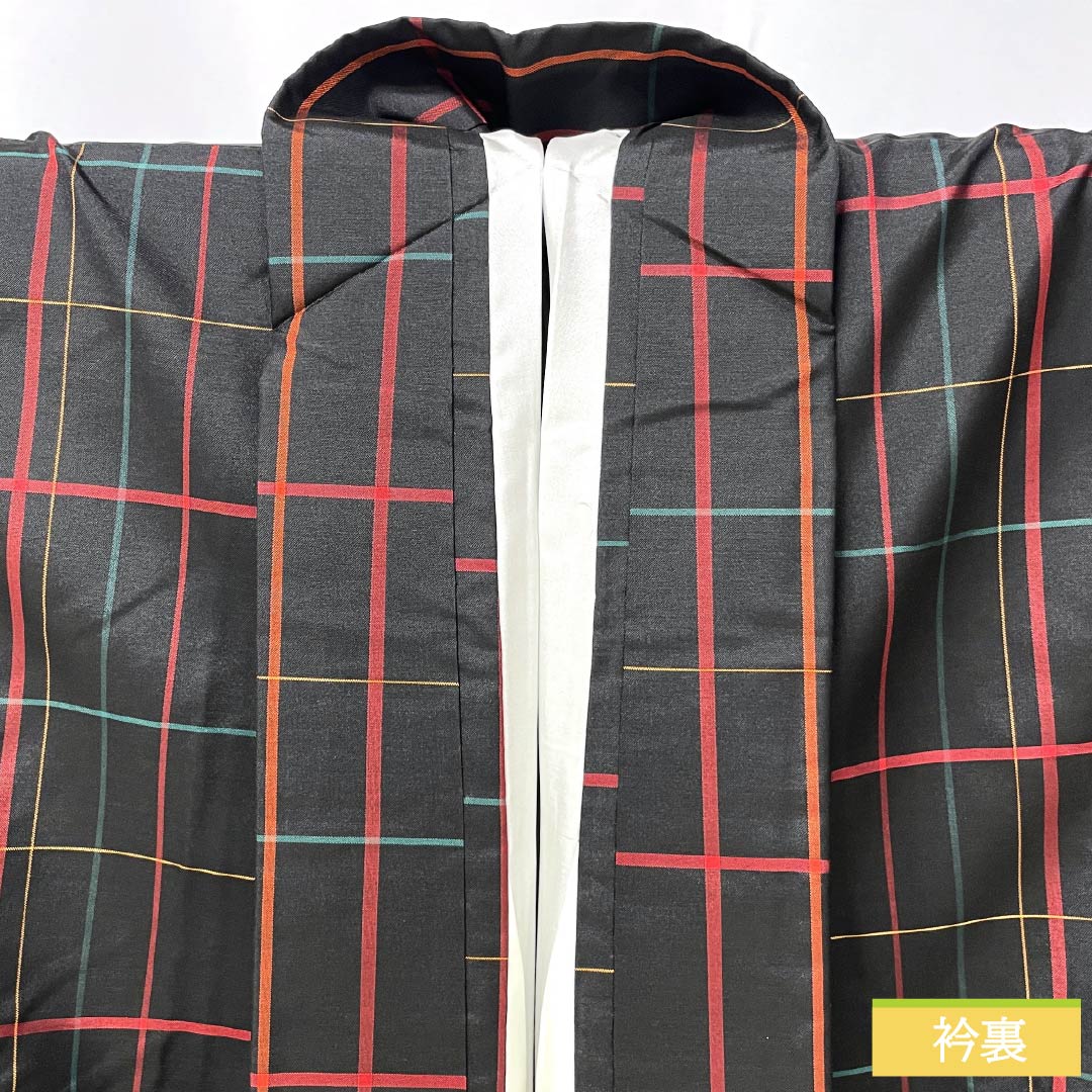 リサイクル着物】紬 正絹 Bランク 身丈161cm 裄丈64.5cm 大島紬 格子