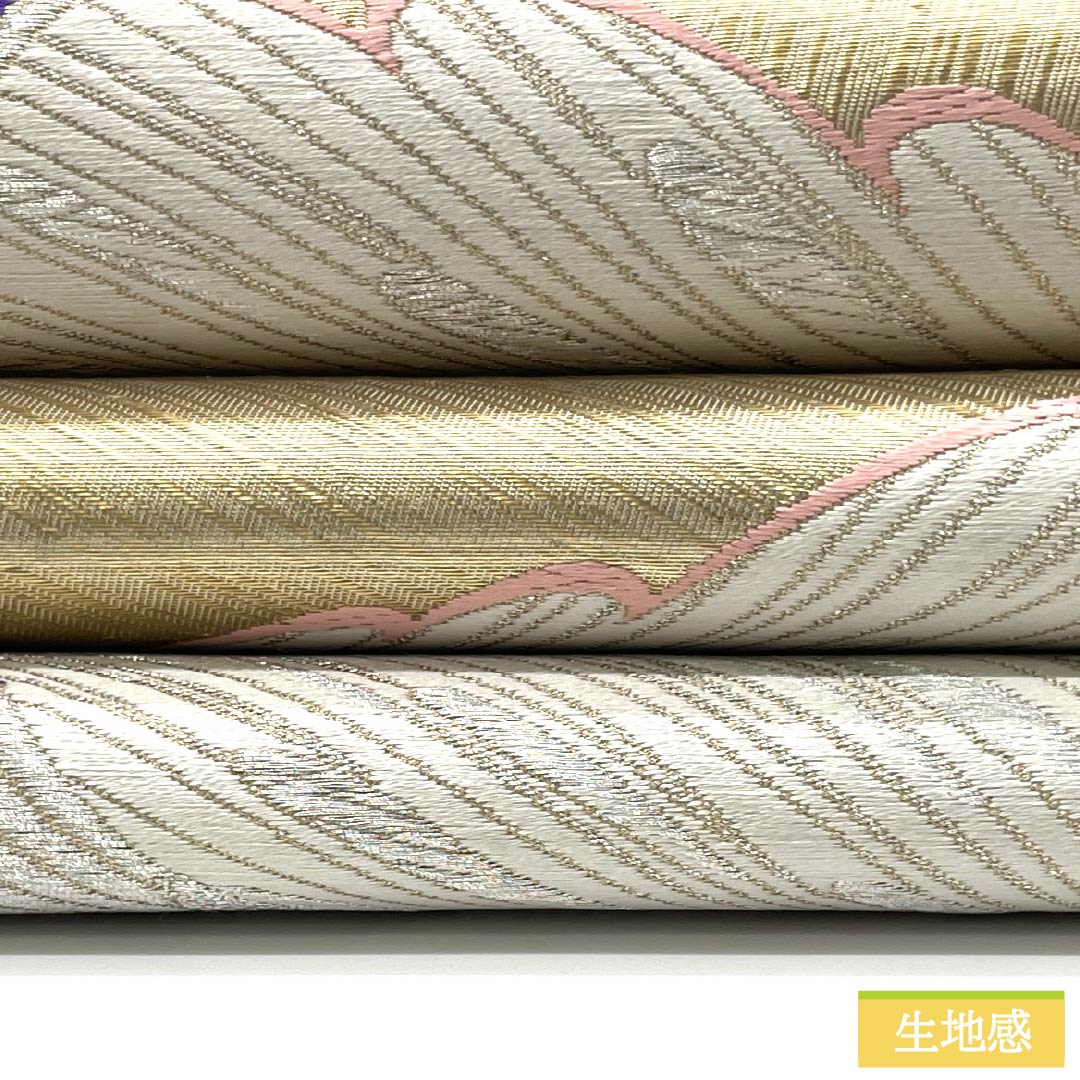 袋帯 正絹 Sランク 孔雀 振袖用 帯丈428cm 六通 フォーマル 金系 1123015492321