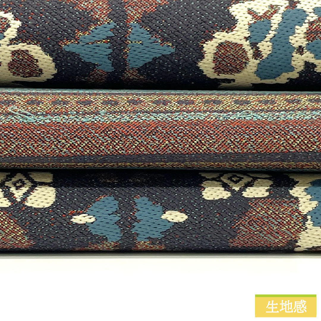 袋帯 正絹 Sランク 藍鼠色（あいねずいろ） 西陣織 抽象模様   帯丈456cm 六通 カジュアル グレー系 1123016532422