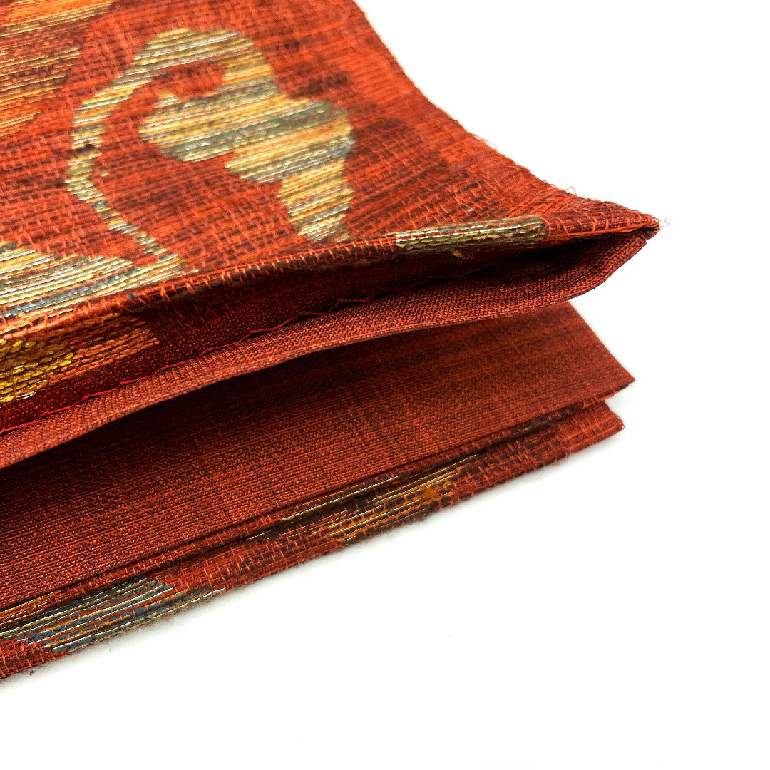 袋帯 櫛織 抽象模様 帯丈432cm 正絹 Sランク 六通 カジュアル 赤系 1123004552312
