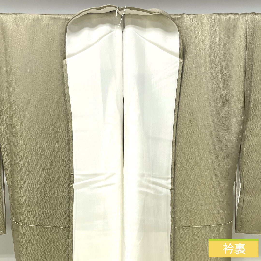 色留袖 正絹 身丈159cm 裄丈68cm 袷 亜麻色（あまいろ） 京友禅 風景模様 一つ紋 剣片喰 しつけ糸付き 未使用品 Sランク ベージュ系 1111001352325
