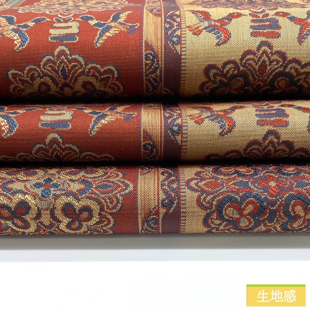 金色と赤色の袋帯 リサイクル着物】袋帯 正絹 紅柿色（べにかきいろ） 留袖用 白綾