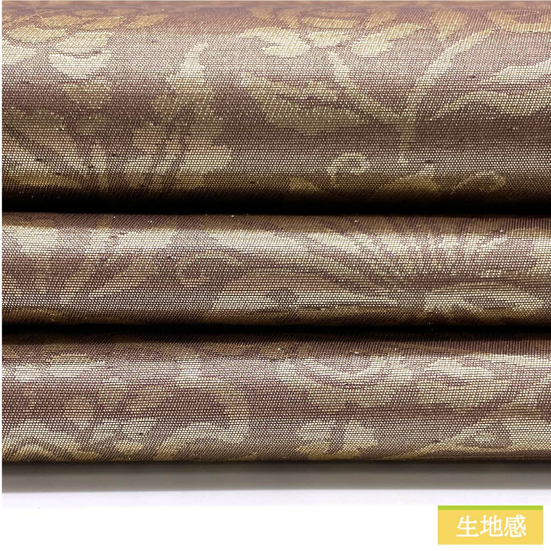袋帯 正絹 牡丹鼠色（ぼたんねずいろ） 欧風文様 帯丈428cm Bランク 六通 セミフォーマル 金系 1123012314321