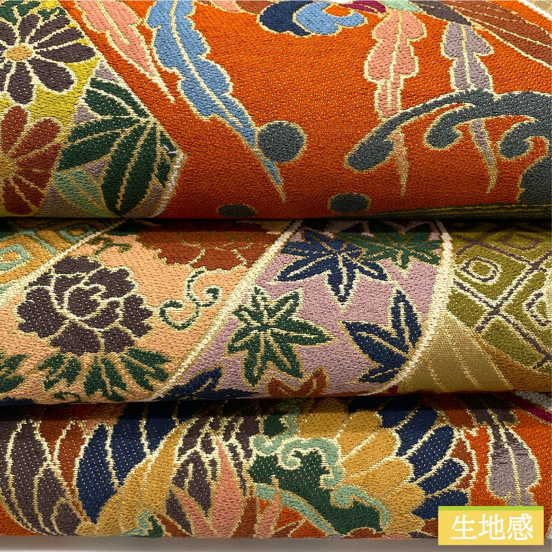 袋帯 胡桃色（くるみいろ） 振袖用 鳳凰 吉祥文様 白綾苑大庭 帯丈430cm 正絹 Sランク 六通 フォーマル 茶系 1123009662314