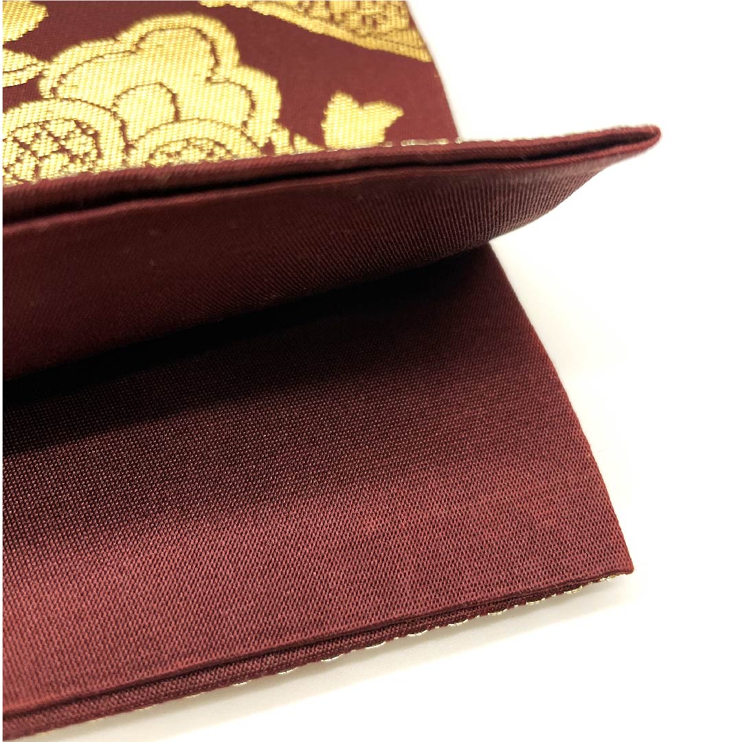 袋帯 紅海老茶色（べにえびちゃいろ） 宝相華 亀甲 帯丈416cm 正絹 Aランク 六通 フォーマル 茶系 1123002883314