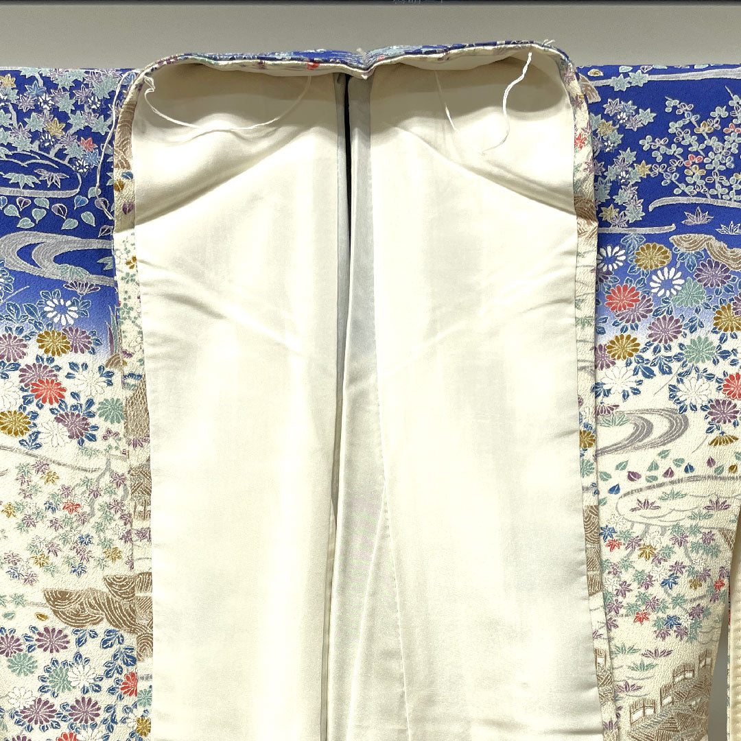 訪問着 正絹 袷 身丈158.5cm 裄丈65cm 乳白色 京友禅 茶屋辻 Sランク クリーム系 1112002972315
