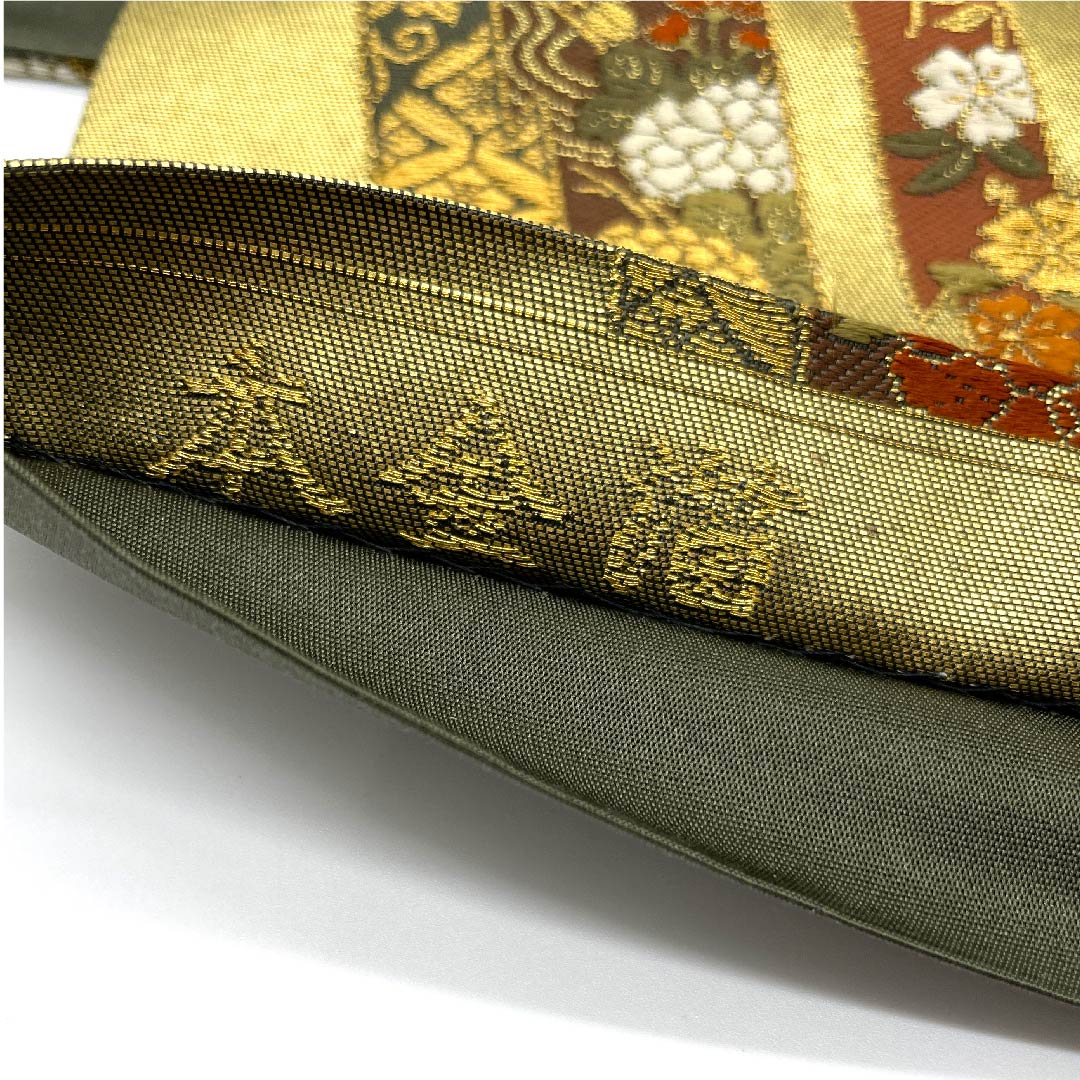 袋帯 金色 本金箔 献上松皮流し文 吉祥文様 帯丈433cm 正絹 Aランク 六通 フォーマル 金系 1123005613321