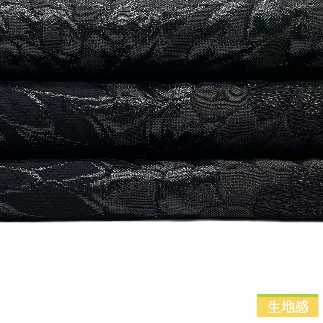 【未仕立】袋帯 正絹 NEWランク 菊 西陣織 ふくれ織 新品未使用品  帯丈453cm 六通 フォーマル 黒系 1123018221410