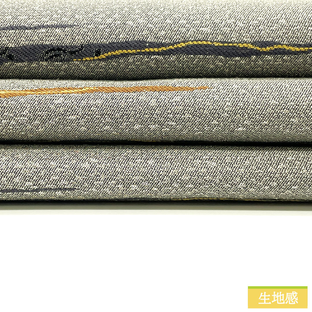 袋帯 正絹 Sランク 抽象模様 西陣織 帯丈444cm 六通 カジュアル グレー系 1123016682322