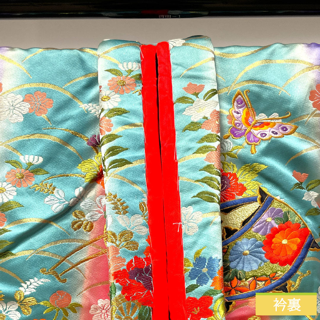 色打掛 正絹 身丈194cm 裄丈66.5cm  唐織 蝶 糸巻き 花車 Aランク 袷 グラデーション系 1110000733999