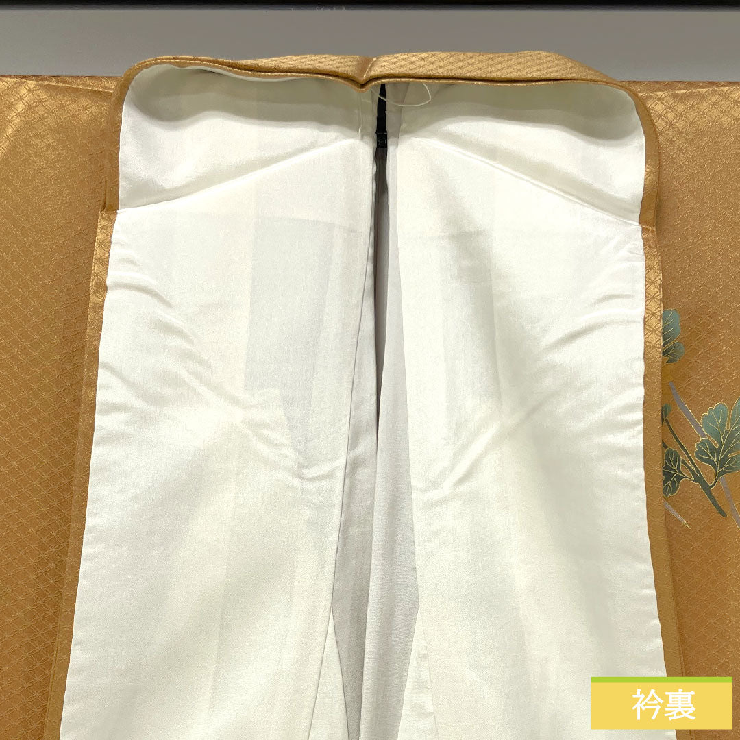 Homongi (formal kimono) Length 163cm Sleeve length 66cm Loquat brown Kyo-Yuzen Floral pattern Pure silk S rank Brown 1112003912414