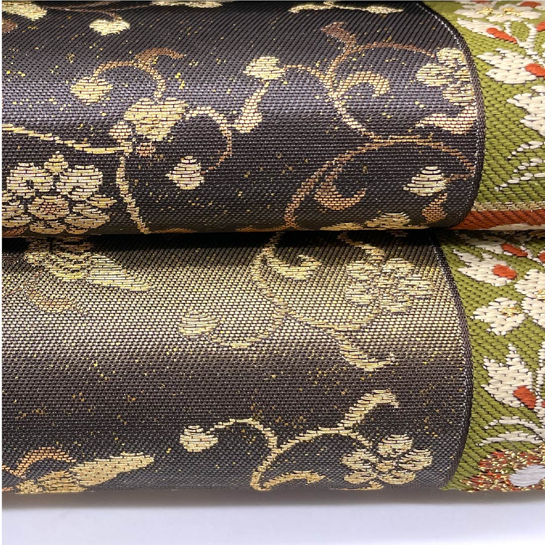 袋帯 金色 華紋 鳳凰 加納幸 帯丈438cm 正絹 Sランク 六通 フォーマル 金系 1123006132321