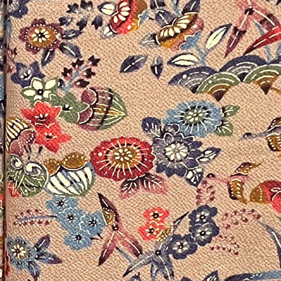 小紋 身丈159.5cm 裄丈64.5cm 袷  銀煤竹色 型染 草花模様  正絹 Sランク 朱系 1115002212316