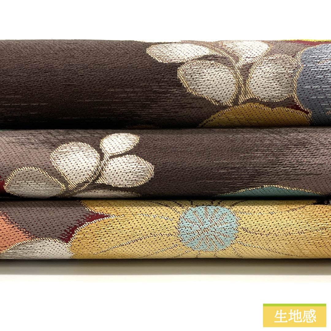 袋帯 正絹 深緋色（ふかきあけいろ） 振袖用 白綾苑大庭 花模様 留袖用 帯丈426cm Aランク 六通 フォーマル 朱系 1123013873316