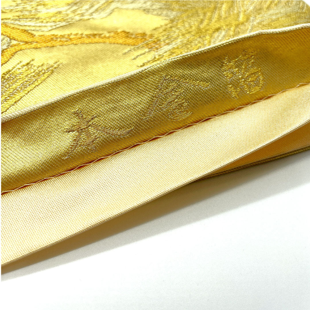 袋帯 引箔 松 本金箔 帯丈440cm 正絹 Aランク ポイント柄 フォーマル 金系 1123005063321