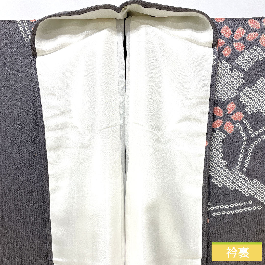 訪問着 正絹 袷 身丈164cm 裄丈63.5cm 藍鼠色（あいねずいろ） 部分絞り 桜 Aランク グレー系 1112005773422