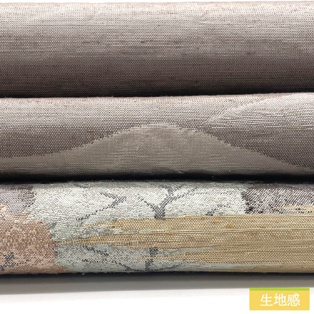 袋帯 正絹 Aランク 桜鼠色（さくらねずいろ） 紬地 ふくれ織 遠山 風景 帯丈440cm ポイント柄 カジュアル ピンク系 1123015373313