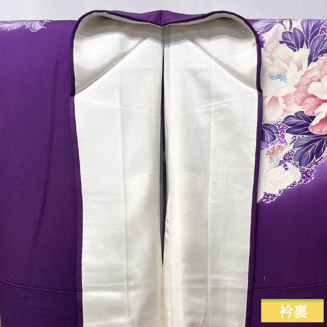 振袖 正絹 Aランク 身丈169cm 裄丈69cm 袷 似紫色（にせむらさきいろ） 京友禅 草花 紫系 1113002153520