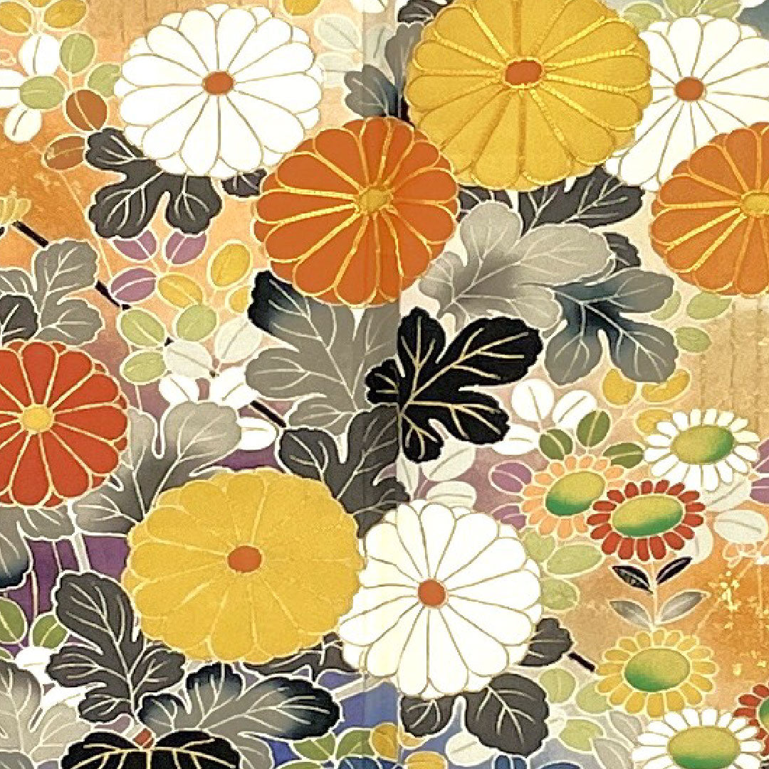 黒留袖 身丈161cm 裄丈66cm 袷 菊  萩 正絹 Sランク 五つ紋 黒系 1111000202410