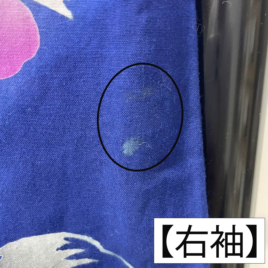浴衣 木綿 Aランク 身丈167.5cm 裄丈67.5cm 瑠璃色（るりいろ） 花柄 単衣 紺系 1118007593518
