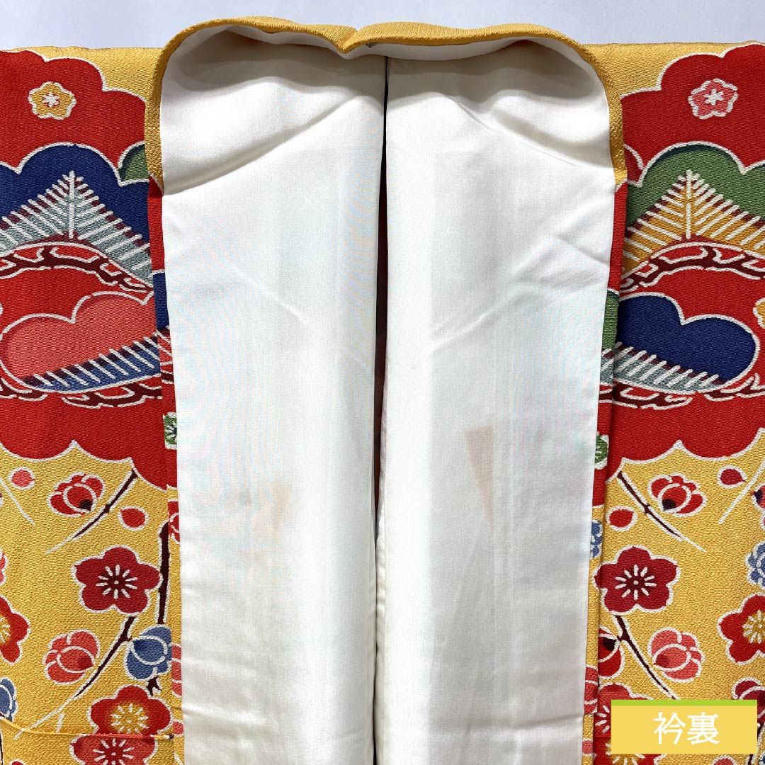 訪問着 正絹 Sランク 袷 身丈167cm 裄丈65.5cm 蜜柑色（みかんいろ） 京紅型 吉祥文様 橙系 1112006432526