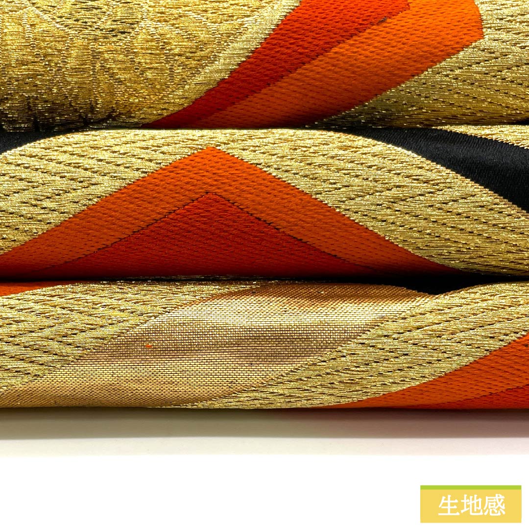 袋帯 正絹 留袖用 丸に紋 家紋柄 亀甲 帯丈414cm Sランク 六通 フォーマル 黒系 1123013492310