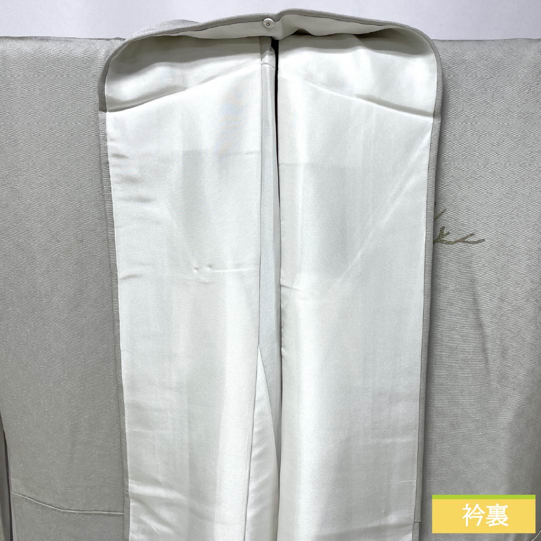 リサイクル着物】訪問着 正絹 Sランク 袷 身丈158.5cm 裄丈65cm 白鼠色