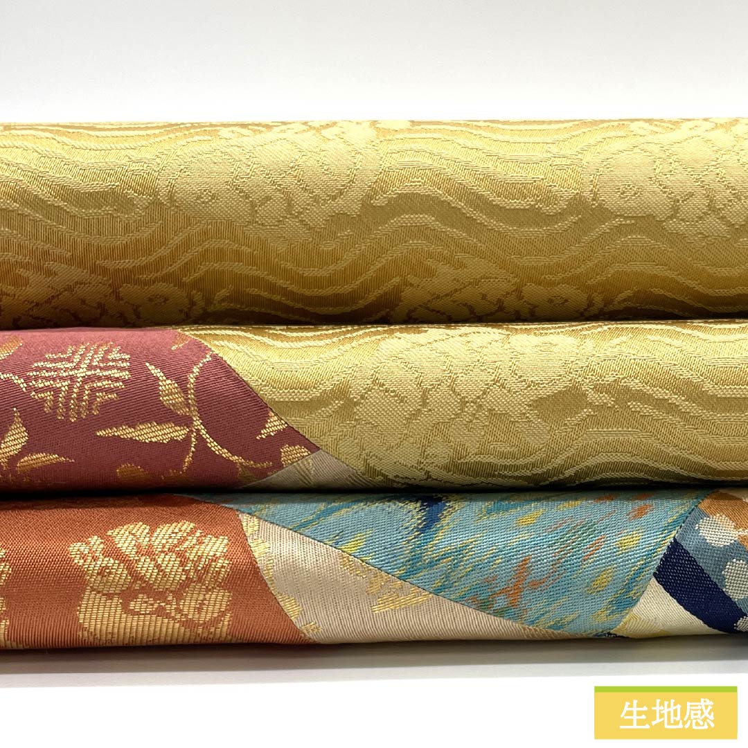 袋帯 正絹 麦藁色（むぎわらいろ） 切りばめ 花兎 荒磯 七宝 帯丈426cm Sランク ポイント柄 セミフォーマル ベージュ系 1123014922325袋帯 正絹 麦藁色（むぎわらいろ） 切りばめ 花兎 荒磯 七宝 帯丈426cm Sランク ポイント柄 セミフォーマル ベージュ系 1123014922325