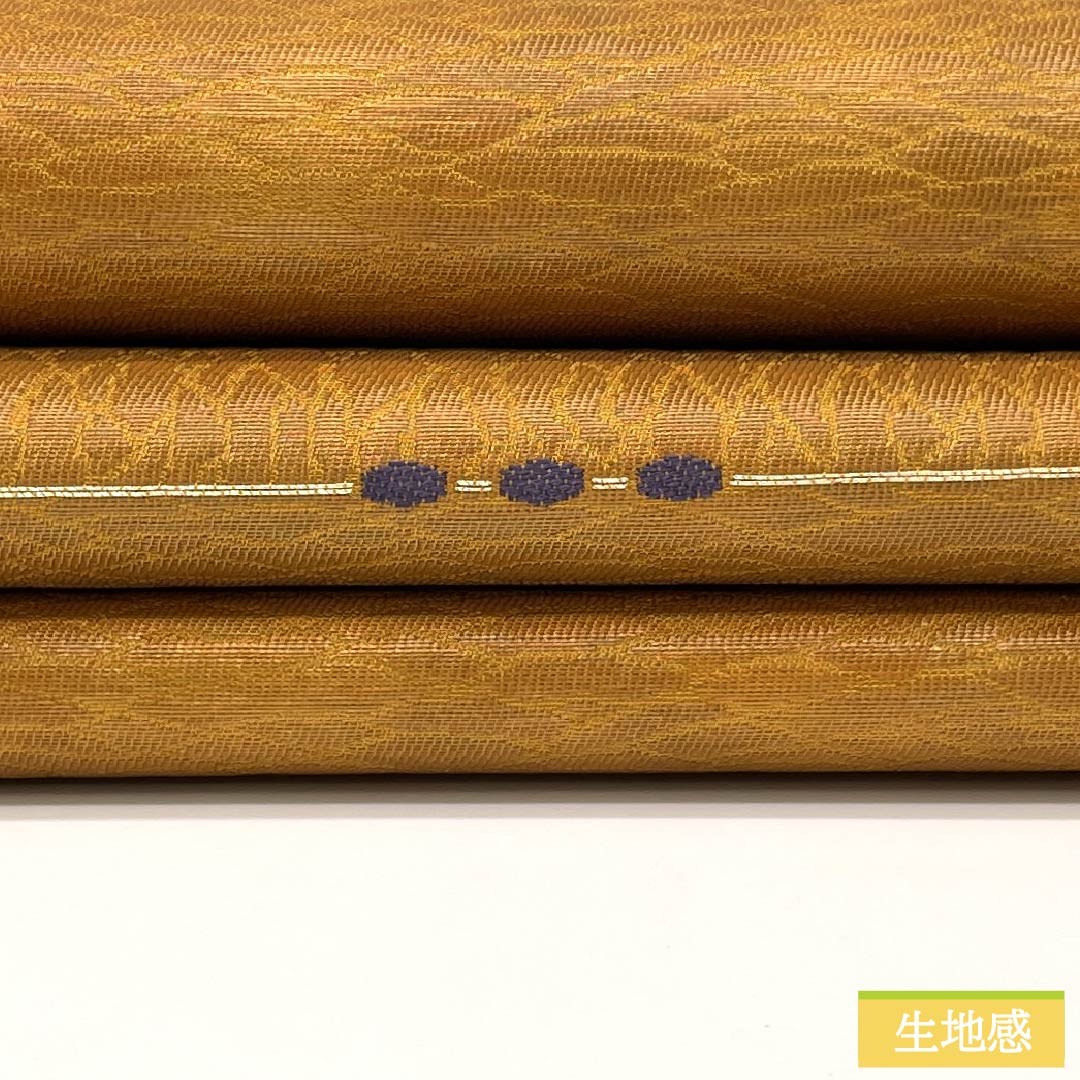 (Kyobukuro obi) Nagoya obi, genuine silk, A rank, fox color (light brown), Kyobukuro obi, abstract pattern, obi length 370cm, Rokutsu, semi-formal, brown family, 1124011363314, open tailoring
