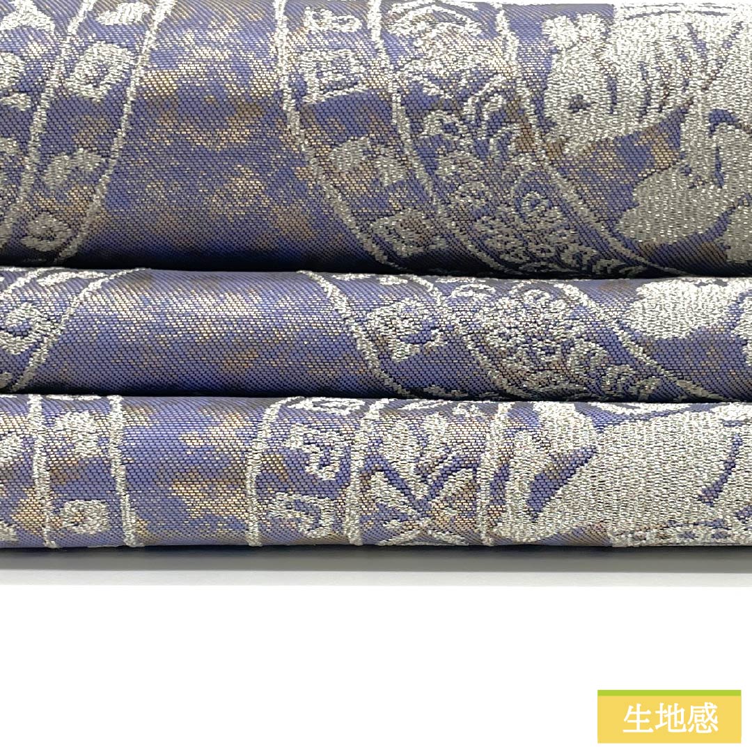 袋帯 正絹 Sランク 紅湊色（べにみなといろ） 狩蝋紋 帯丈444cm 六通 セミフォーマル 紫系 1123015172320