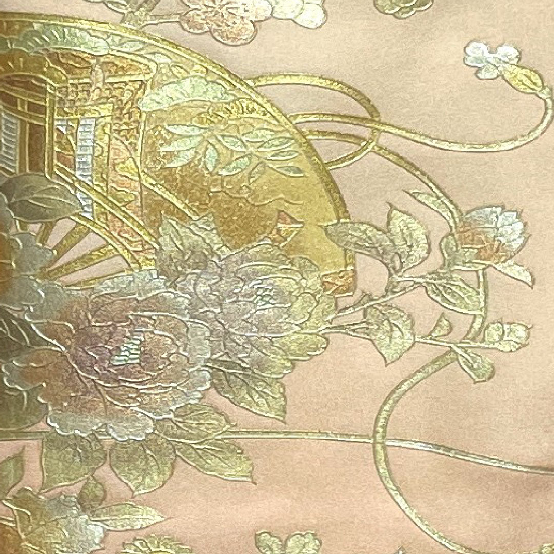 訪問着 袷 身丈167.5cm 裄丈65cm 乙女色 和田光正 金彩友禅 草花模様 正絹 Sランク ピンク系 1112001822513