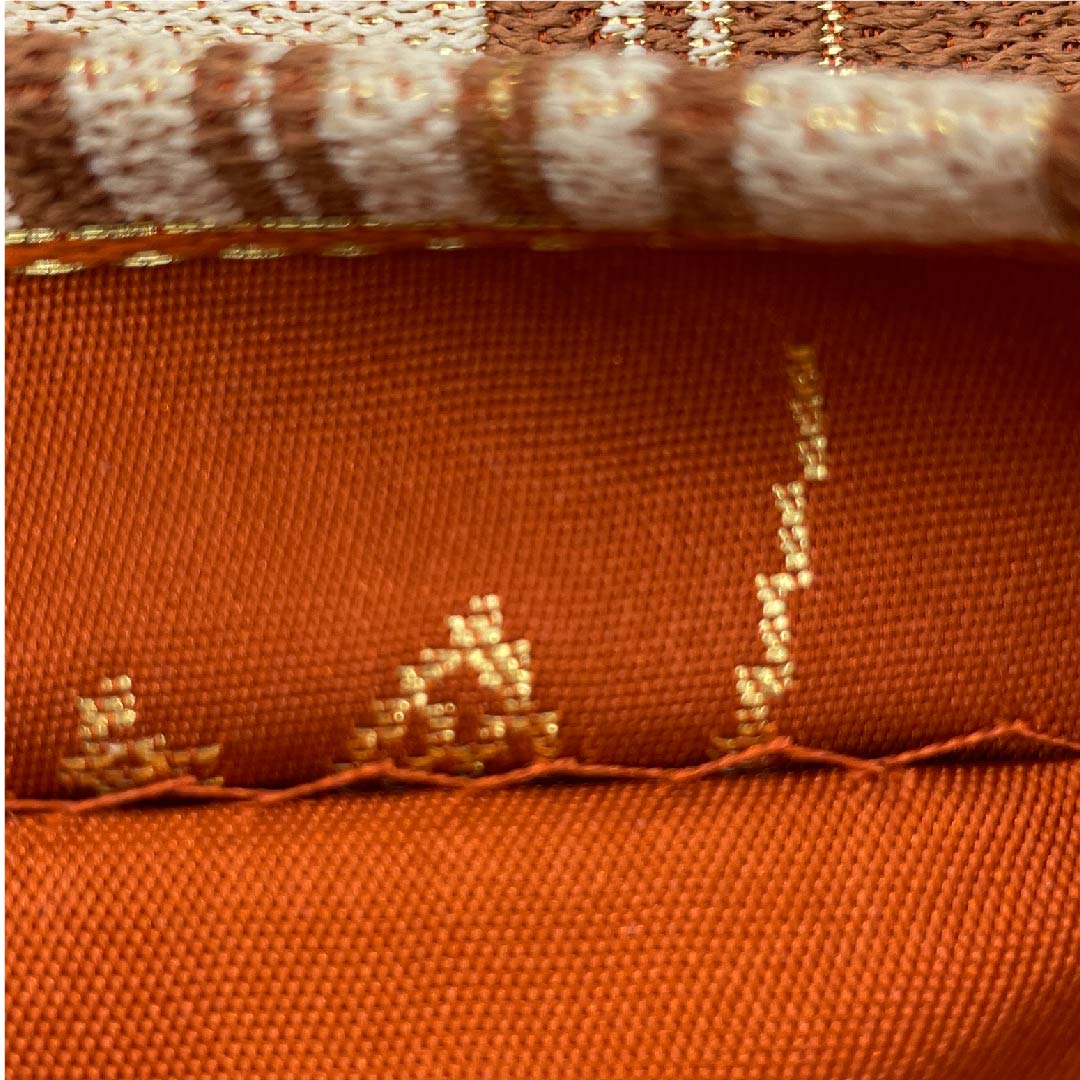 袋帯 灰緑色（はいみどりいろ） 白綾苑大庭 幾何学模様 帯丈430cm 正絹 Aランク 六通 カジュアル グラデーション系 1123009393399