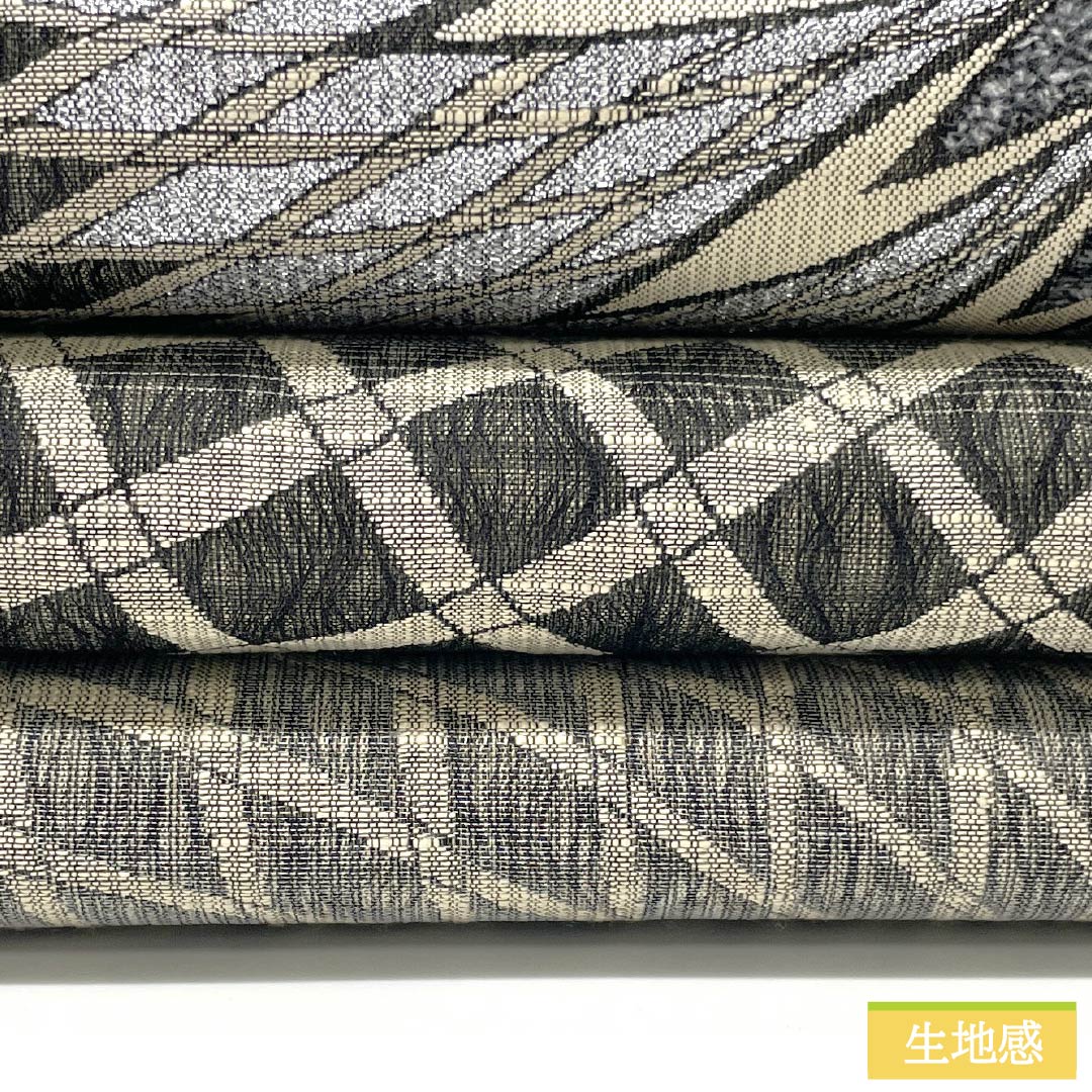 袋帯 紬 抽象織模様 千種鼠色 金銀糸 カジュアル O-4397 銀座【L-8799】紗 袋帯 霞色×灰白色 横段暈かしに七宝繋ぎ文 - 銀座