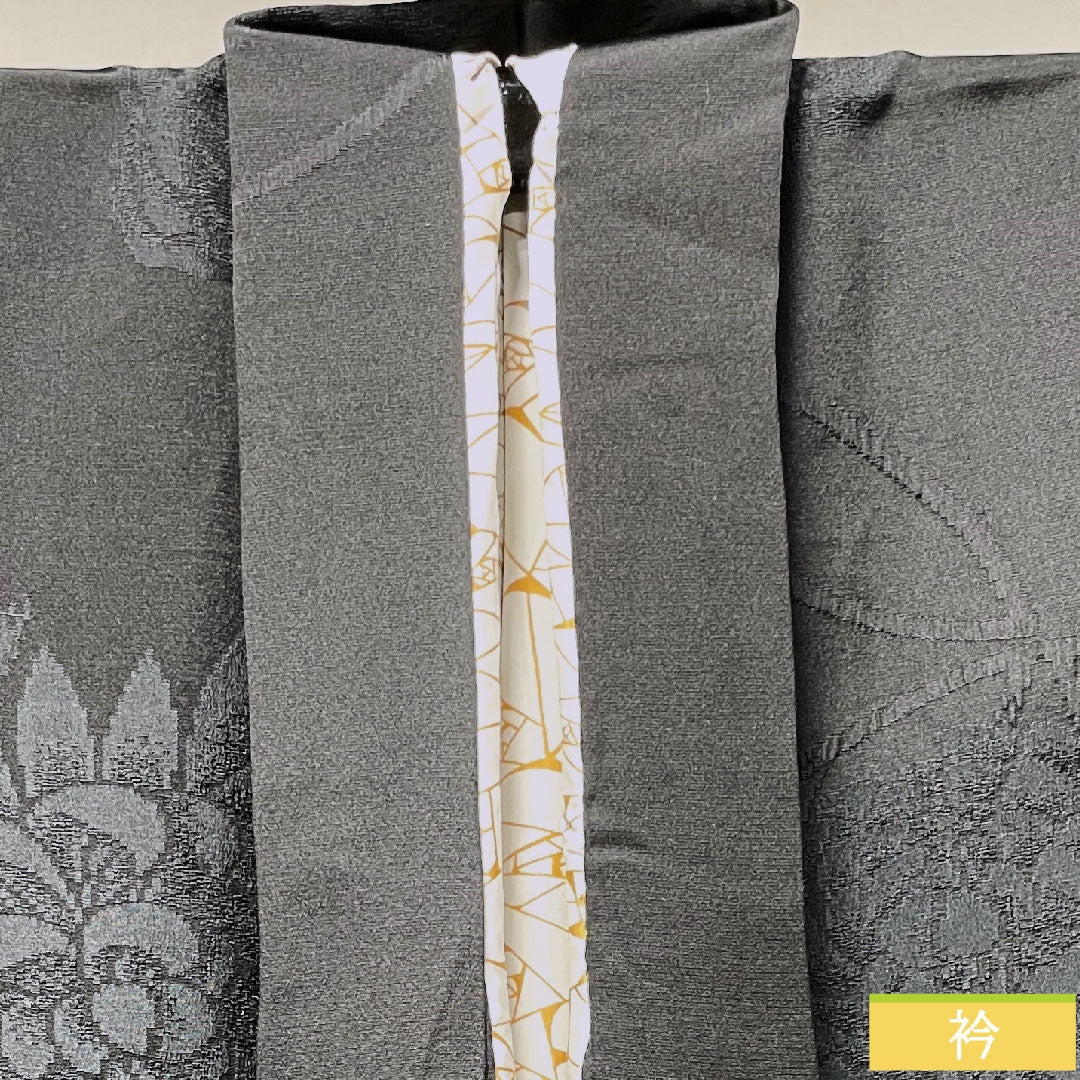 道中着 正絹 身丈94.5cm 裄丈65cm 抽象模様 Sランク 袷 黒系 1117000882910