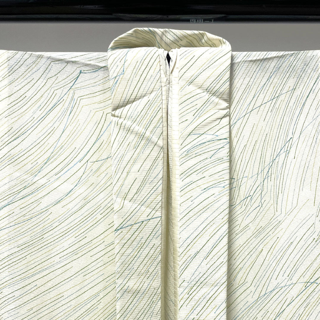 夏物 正絹 小紋 身丈158.5cm 裄丈62.5cm 乳白色（にゅうはくしょく） 抽象模様   絽 Aランク クリーム系 1132000753315