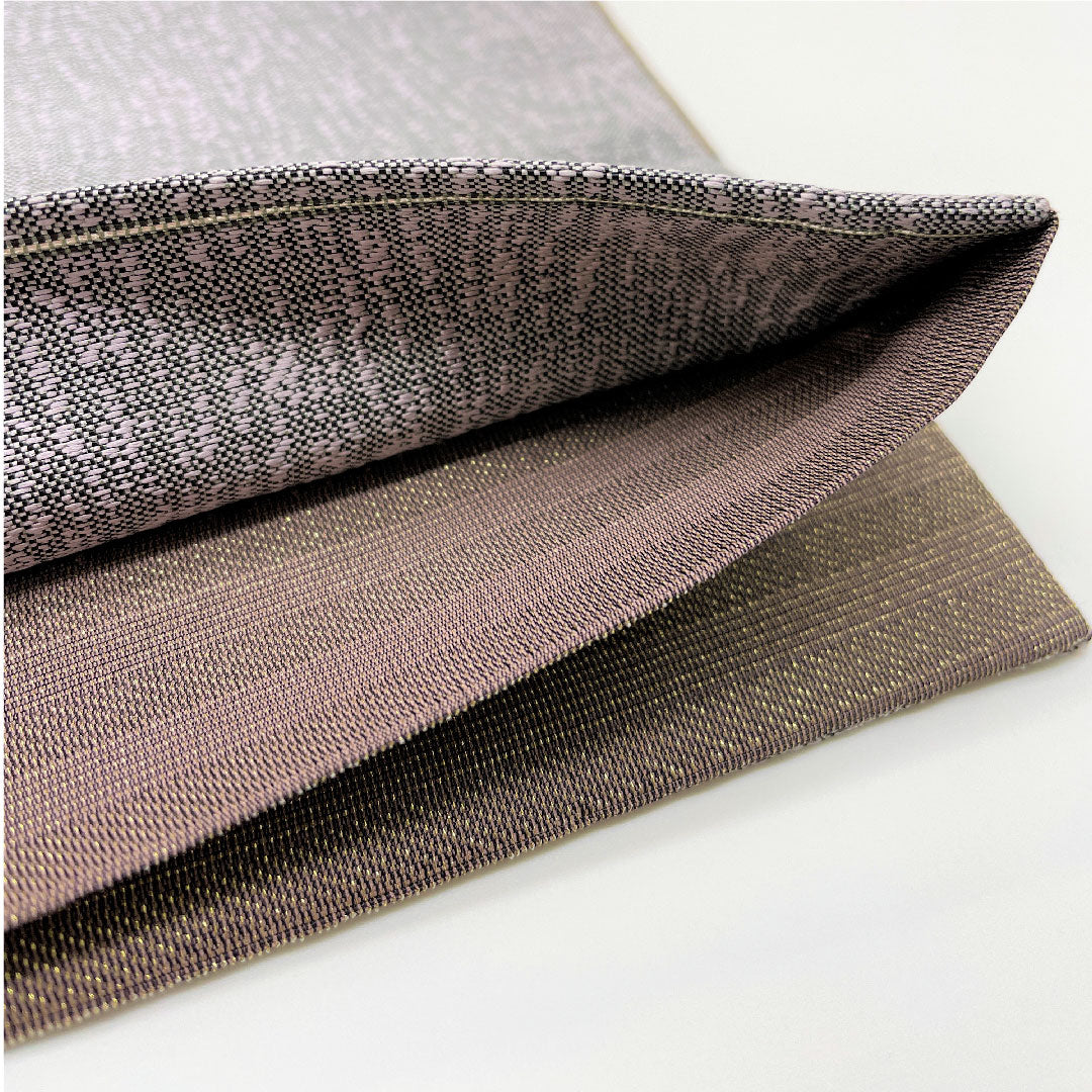 袋帯 牡丹鼠色（ぼたんねずいろ） 横段 引箔 帯丈452cm 正絹 Sランク ポイント柄 セミフォーマル グレー系 1123004922422